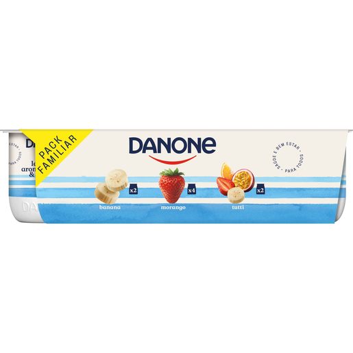 DANONE Iogurte Aroma Morango, Banana E Tutti-Frutti 8x120 g