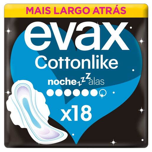 EVAX Pensos Higiénicos Cottonlike Noite com Abas 18 Un